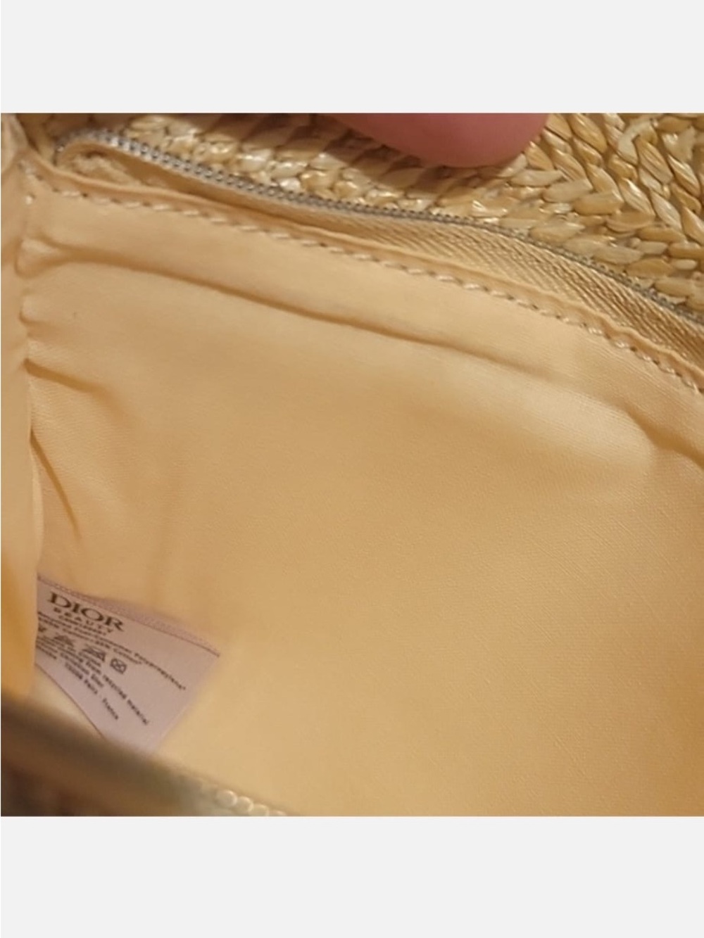 Dior Gold Straw Raffia Woven Cosmetic Zipper Bag Pouch - Picture 8 of 9
